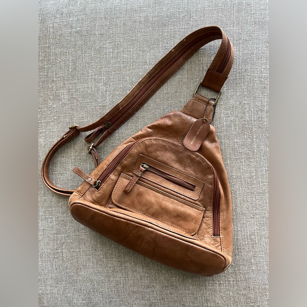 Great American Leatherworks Purse Brown Backpack Convertible Sling Crossbody Bag